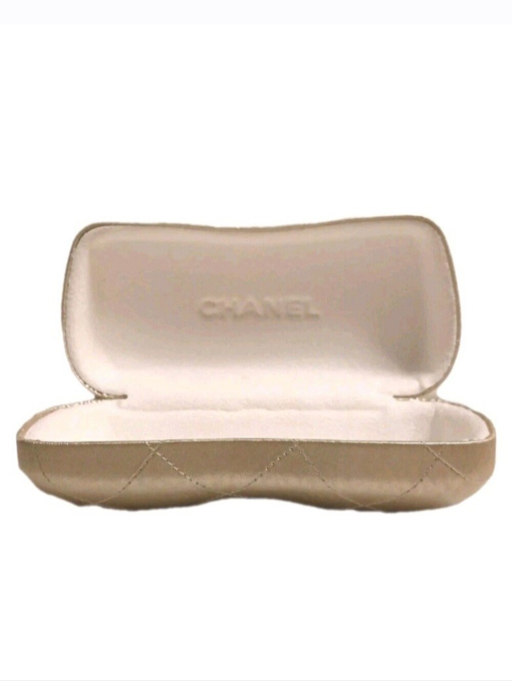 CHANEL Rare Metallic Champagne Sunglasses Case, Lenscloth, & Gift Box - Picture 2 of 8